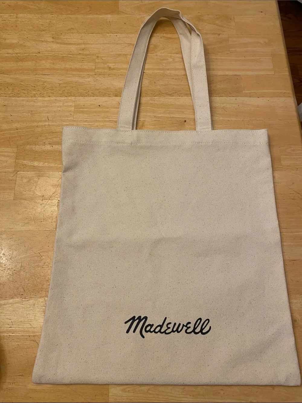 Madewell Canvas Tote in Cream with Black Logo NWOT Sturdy. Abt 14x15.5